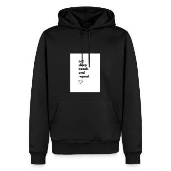 eat, sleep, beach and repeat - Männer Premium Bio Hoodie - Schwarz - Vorne - Nico (187cm)
