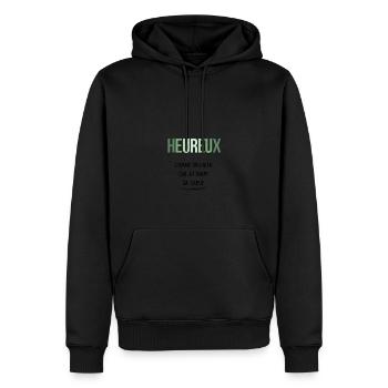 Heureux comme un chien qui attrape sa queue - Sweat à capuche Premium bio Homme - noir - Devant - Nico (187cm)