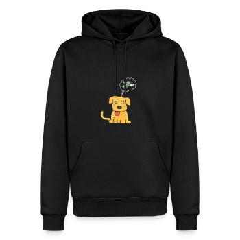 Lustiger Hund, der über Geld nachdenkt - Männer Premium Bio Hoodie - Schwarz - Vorne - Nico (187cm)