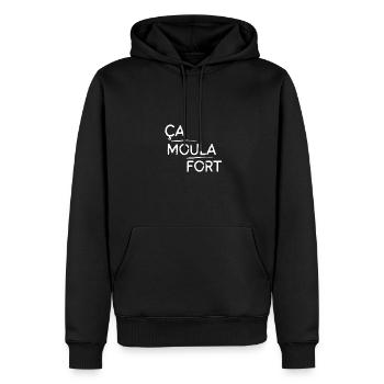 Ça moula fort motif Blanc - Sweat à capuche Premium bio Homme - noir - Devant - Nico (187cm)