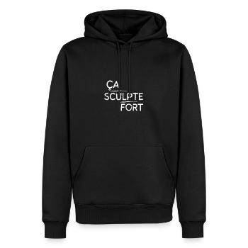 Ça sculpte fort motif Blanc - Sweat à capuche Premium bio Homme - noir - Devant - Nico (187cm)