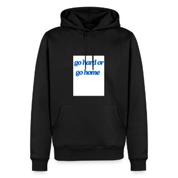 go hard or go home - Männer Premium Bio Hoodie - Schwarz - Vorne - Nico (187cm)
