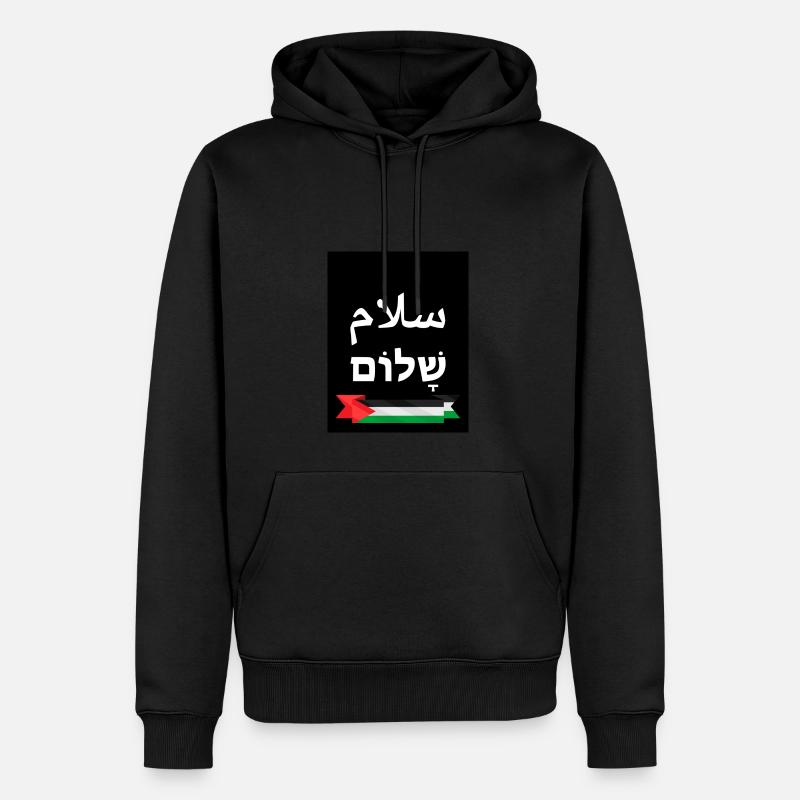 T-shirt Peace in Arabic and Hebrew - Multilingue - Sweat à capuche Premium bio Homme - noir