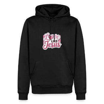 Love like Jesus - christliches Design Glaube Gott - Männer Premium Bio Hoodie - Schwarz - Vorne - Nico (187cm)