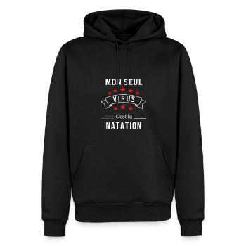 natation virus - Sweat à capuche Premium bio Homme - noir - Devant - Nico (187cm)