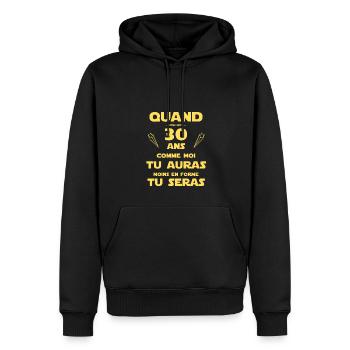 30 ans stars wars anniversaire - Sweat à capuche Premium bio Homme - noir - Devant - Nico (187cm)