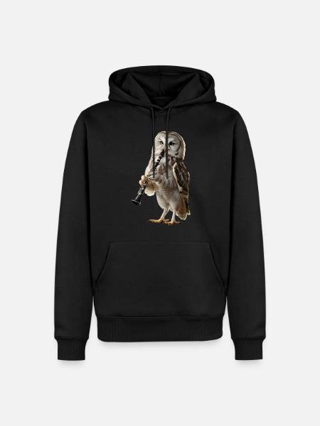 Eule Klarinette - Männer Premium Bio Hoodie - Schwarz