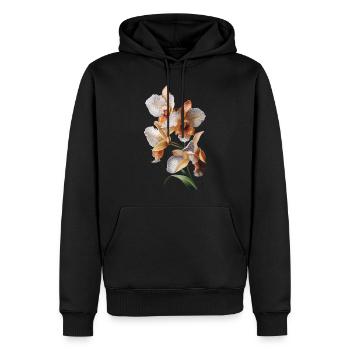 Orchidee - Männer Premium Bio Hoodie - Schwarz - Vorne - Nico (187cm)