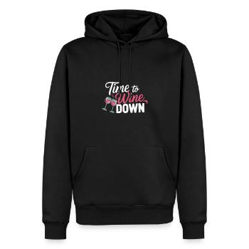 Time to Wine Down – Funny Wine Design - Men’s Premium Organic Hoodie - black - Front - Nico (187cm)