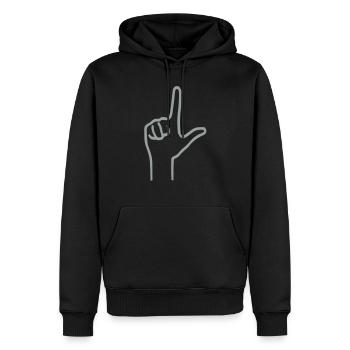 Loser Handzeichen - Männer Premium Bio Hoodie - Schwarz - Vorne - Nico (187cm)
