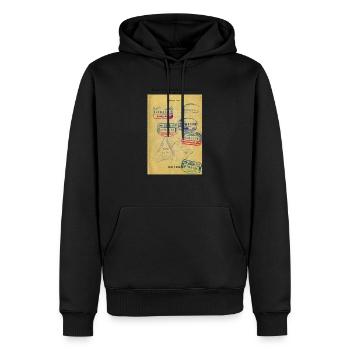 DDR Stempel - Männer Premium Bio Hoodie - Schwarz - Vorne - Nico (187cm)