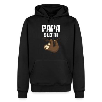 Papa Sloth - Männer Premium Bio Hoodie - Schwarz - Vorne - Nico (187cm)