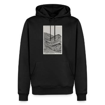 Wellen als Skizze - Männer Premium Bio Hoodie - Schwarz - Vorne - Nico (187cm)