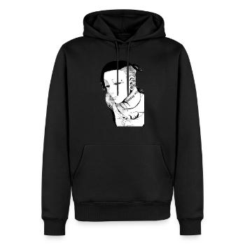 luna freya uta - Männer Premium Bio Hoodie - Schwarz - Vorne - Nico (187cm)