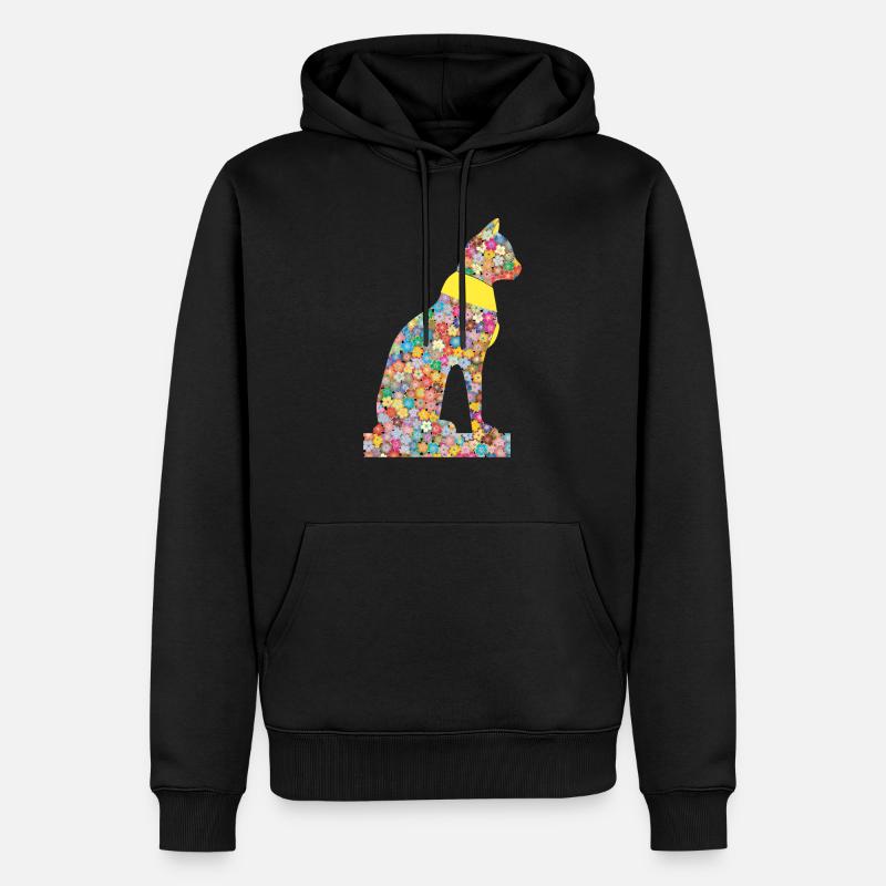Chat Fleur Pharaons Ancien - Sweat à capuche Premium bio Homme - noir