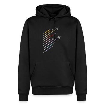 Fly Fly Fly Airport Flughafen Pilot - Männer Premium Bio Hoodie - Schwarz - Vorne - Nico (187cm)