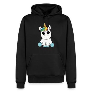 licorne - Sweat à capuche Premium bio Homme - noir - Devant - Nico (187cm)