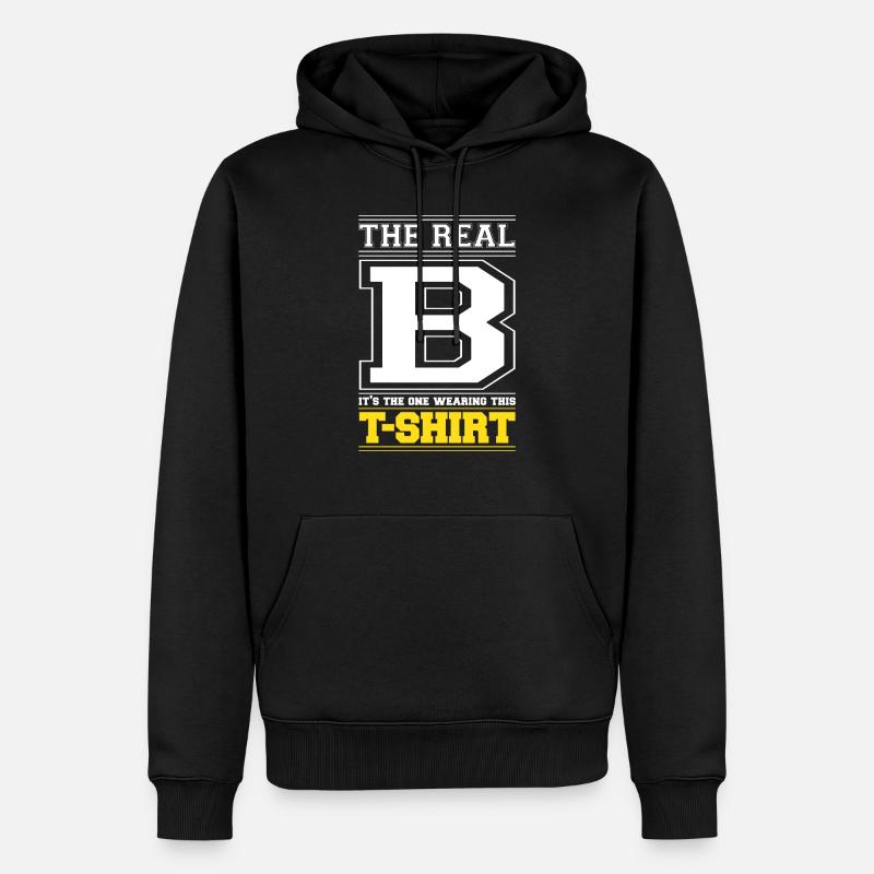 INITIALE B - LETTRE B - Sweat à capuche Premium bio Homme - noir