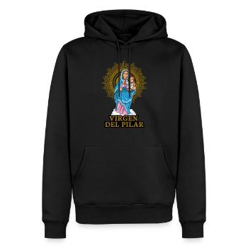 VIRGEN DEL PILAR by The Manzanita´s - Männer Premium Bio Hoodie - Schwarz - Vorne - Nico (187cm)
