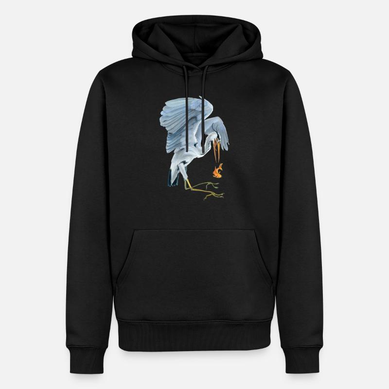 Hérons de poissons - Sweat à capuche Premium bio Homme - noir