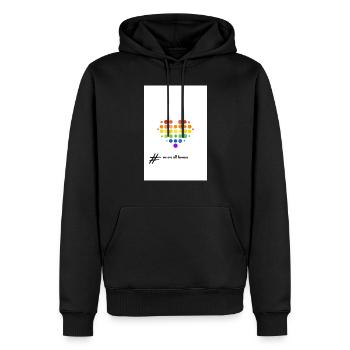 #weareallhumans - Männer Premium Bio Hoodie - Schwarz - Vorne - Nico (187cm)