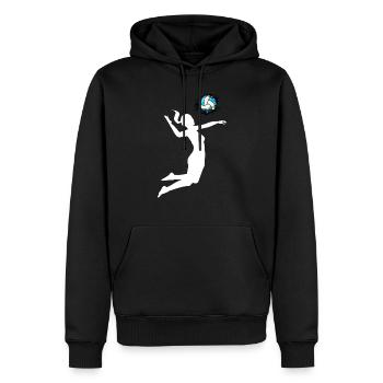 Joueuse de volley ball femme silhouette smash - Sweat à capuche Premium bio Homme - noir - Devant - Nico (187cm)