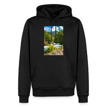 Geiranger panorama Storseterfossen Norwegen - Männer Premium Bio Hoodie - Schwarz - Vorne - Nico (187cm)