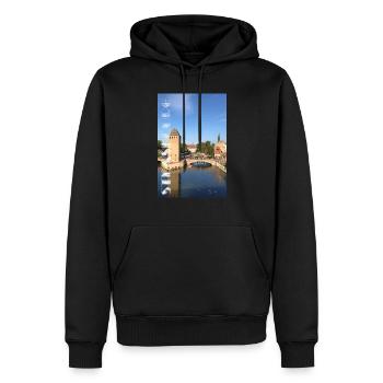 Strasbourg Alsace Ponts Couverts - Sweat à capuche Premium bio Homme - noir - Devant - Nico (187cm)