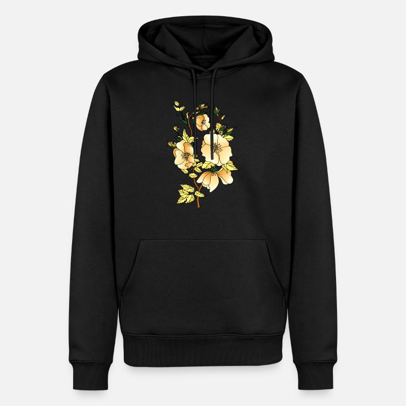 Fleur - Sweat à capuche Premium bio Homme - noir
