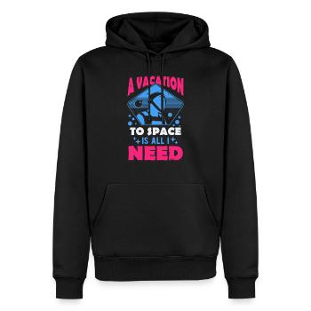 Ein Urlaub im Weltraum ist alles was ich brauche - Männer Premium Bio Hoodie - Schwarz - Vorne - Nico (187cm)