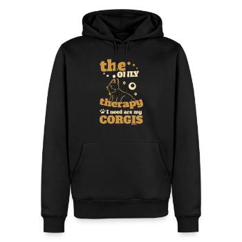 Thérapie Corgi Chien Propriétaire de chien - Sweat à capuche Premium bio Homme - noir - Devant - Nico (187cm)