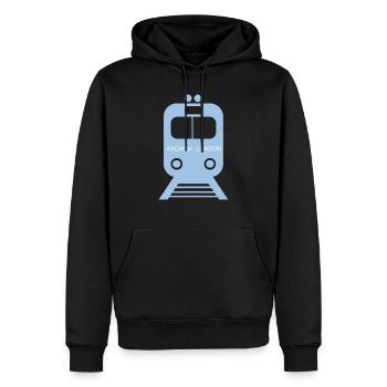Voyage en train Aix-la-Chapelle Londres - Sweat à capuche Premium bio Homme - noir - Devant - Nico (187cm)