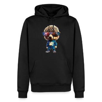Hérisson hip-hop cool avec des lunettes de soleil - Sweat à capuche Premium bio Homme - noir - Devant - Nico (187cm)