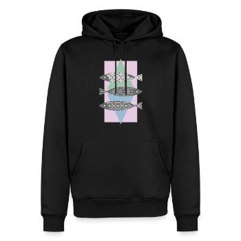Des poissons - Sweat à capuche Premium bio Homme - noir - Devant - Nico (187cm)