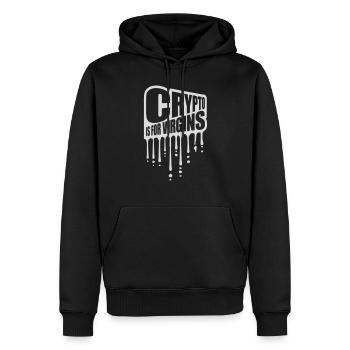 crypto is for virgins - Männer Premium Bio Hoodie - Schwarz - Vorne - Nico (187cm)