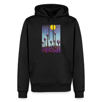 Forêt de champignons - Sweat à capuche Premium bio Homme - noir - Devant - Nico (187cm)