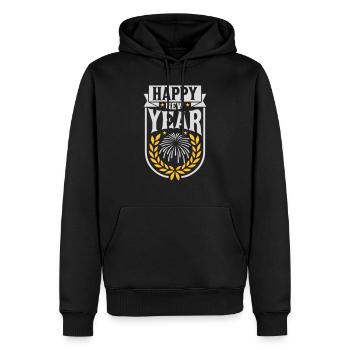Citation Bonne année - Sweat à capuche Premium bio Homme - noir - Devant - Nico (187cm)
