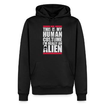 Citation extraterrestre de costume humain - Sweat à capuche Premium bio Homme - noir - Devant - Nico (187cm)