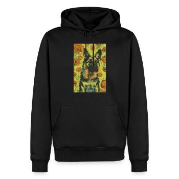 Deutscher Schäferhund Van Gogh Stil | Hunde- & Kunstliebhaber - Männer Premium Bio Hoodie - Schwarz - Vorne - Nico (187cm)