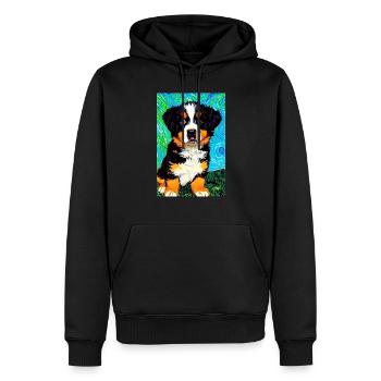 Berner Sennenhund Van Gogh Style | Hundefreund - Männer Premium Bio Hoodie - Schwarz - Vorne - Nico (187cm)