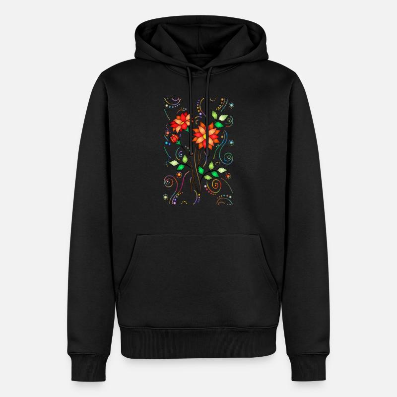 Fleur - Sweat à capuche Premium bio Homme - noir