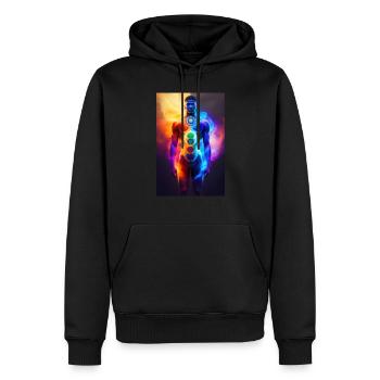 Spirit Human 1 - Männer Premium Bio Hoodie - Schwarz - Vorne - Nico (187cm)