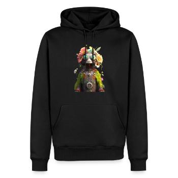 Flower Power Roboter - Männer Premium Bio Hoodie - Schwarz - Vorne - Nico (187cm)