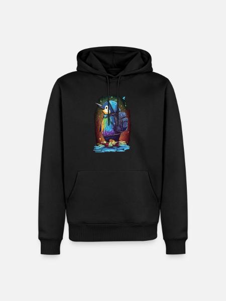 Pinguin auf dem Weg zur Schule - Männer Premium Bio Hoodie - Schwarz