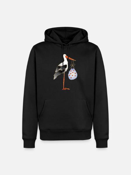 Storchvogel - Männer Premium Bio Hoodie - Schwarz
