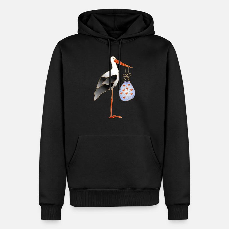 Oiseau cigogne - Sweat à capuche Premium bio Homme - noir