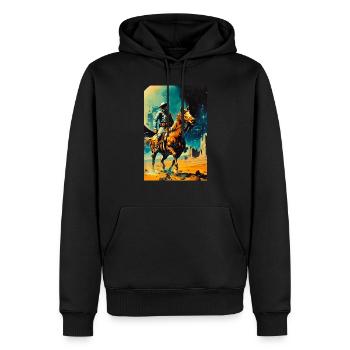 Der Space Cowboy - Männer Premium Bio Hoodie - Schwarz - Vorne - Nico (187cm)