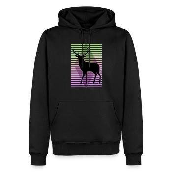 Hirsch - Männer Premium Bio Hoodie - Schwarz - Vorne - Nico (187cm)