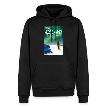 Islande Go By Plane Affiche de voyage de ski - Sweat à capuche Premium bio Homme - noir - Devant - Nico (187cm)