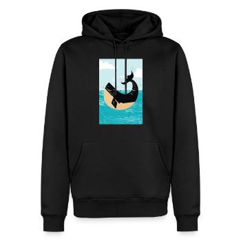 Baleine de dessin animé mignon - Sweat à capuche Premium bio Homme - noir - Devant - Nico (187cm)